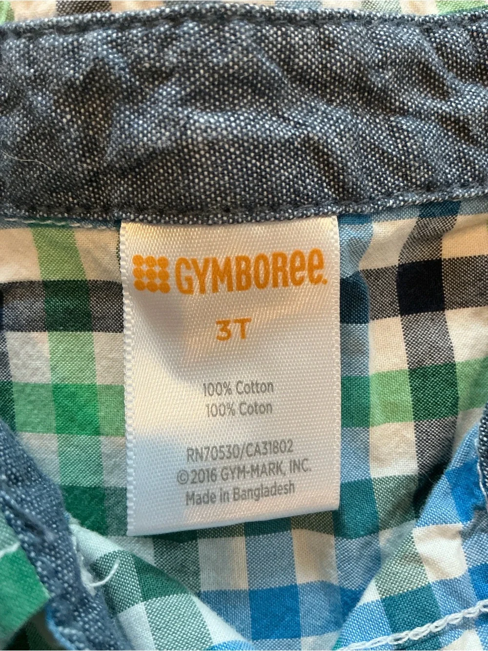 Gymboree Green, Blue & White Plaid Button-Down Shirt